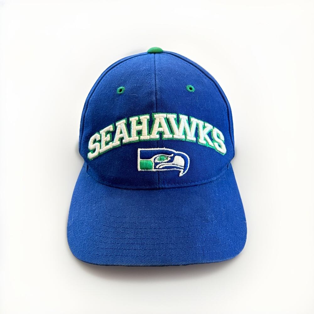 Vintage Annco Mens Blue NFL Seattle Seahawks Adjustable Strapback Hat Cap